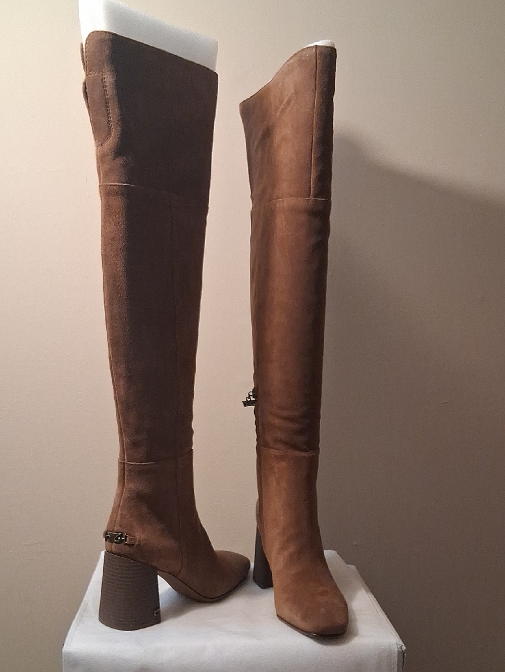 Circus* NY by Sam Edelman Women's Tall Brown Suede Block Heel Boots